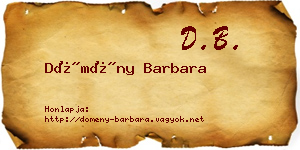 Dömény Barbara névjegykártya